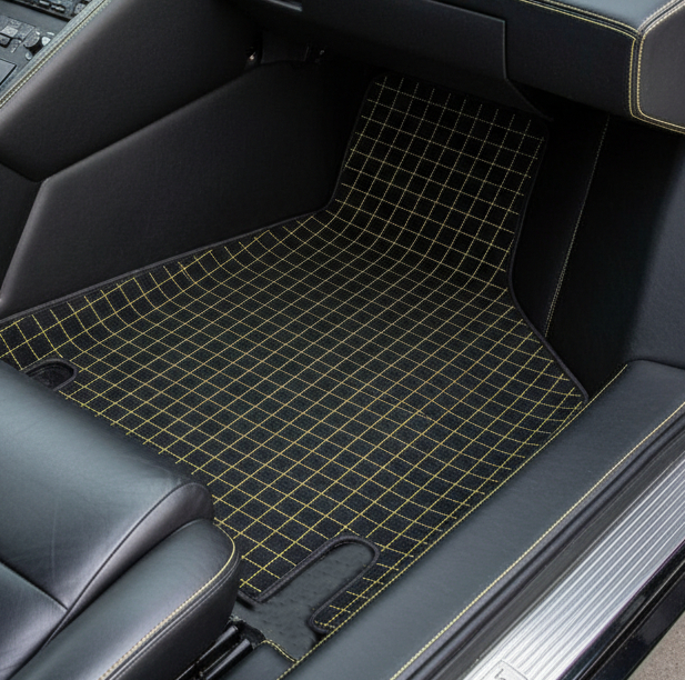 Customizable Leather Floor Mats with Square Pattern for Lamborghini Countach (1974–1990)
