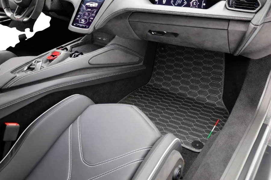Alfombrillas de cuero de fibra de carbono para Lamborghini Revuelto (2024-2026)