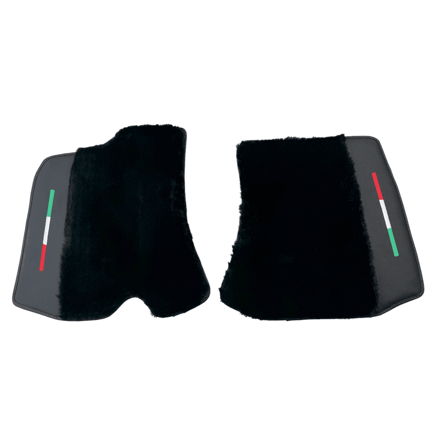 Black Sheepskin Floor Mats for Ferrari Roma (2021-2024) with Leather - AutoWin