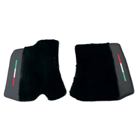 Black Sheepskin Floor Mats for Ferrari Roma (2021-2024) with Leather - AutoWin