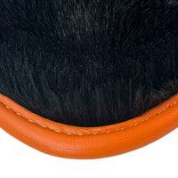 Black Sheepskin Floor Mats for Rolls-Royce Ghost Series II (2021-2024) I Orange Leather Trim - AutoWin