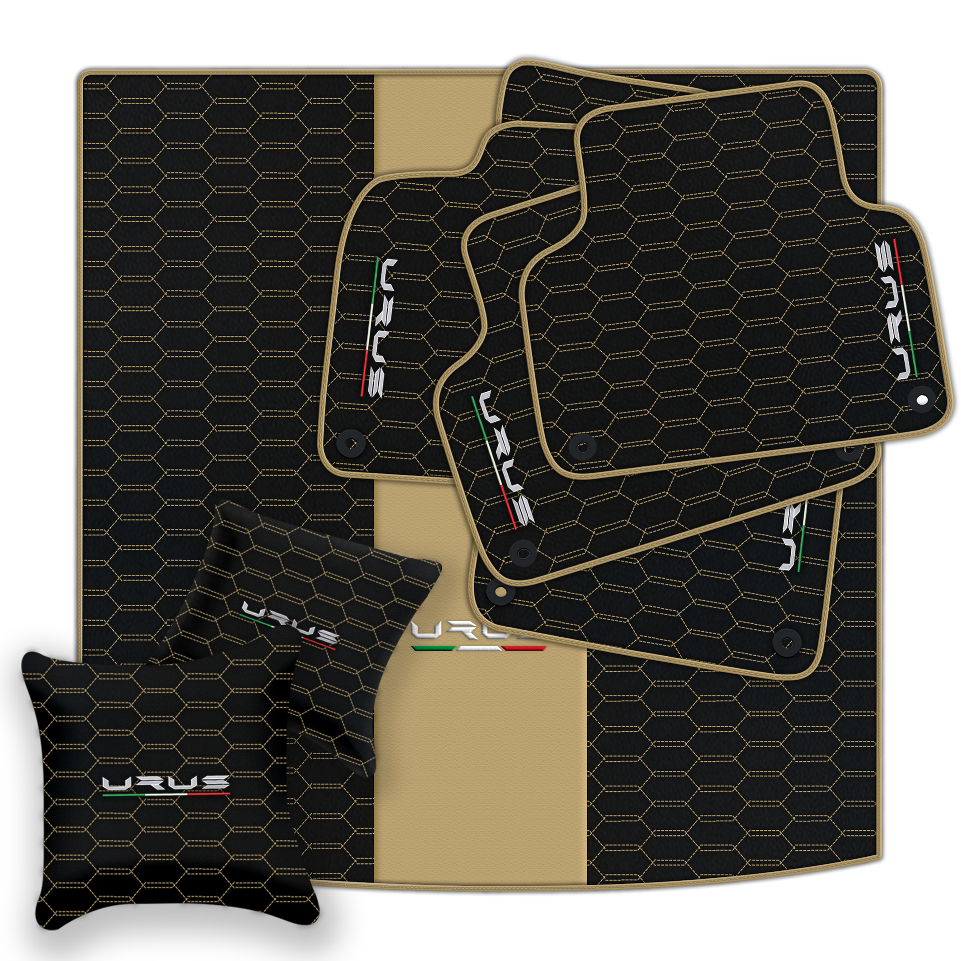 Floor Mats For Lamborghini Urus Black Tailored Yellow Edition - AutoWin.EU