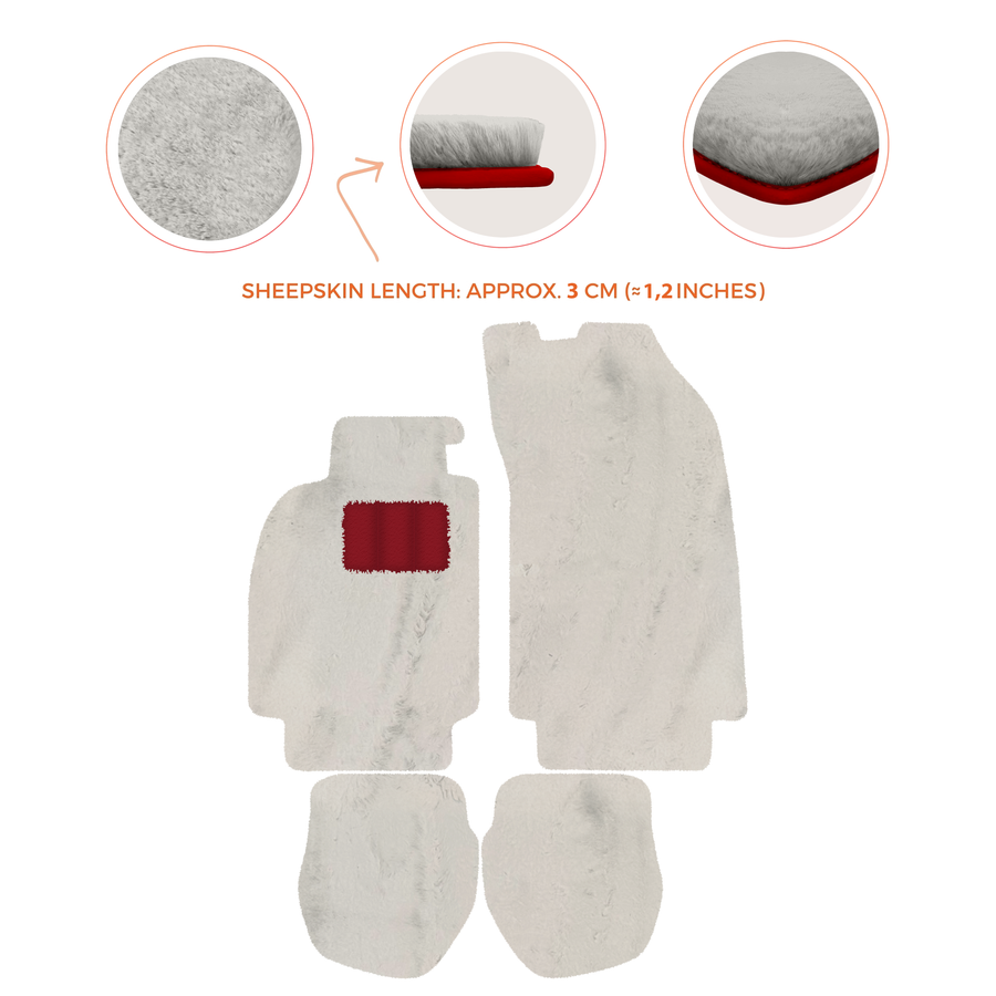 Alfombrillas de piel de oveja para Porsche 911 - 964 (1989-1994) - Longitud de piel de oveja, varias opciones de color