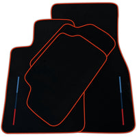 Black Floor Mats For BMW 1 Series F70 (2024-2026) Hatchback With 3 Color Stripes Tailored Set Perfect Fit | Various Trim Colors