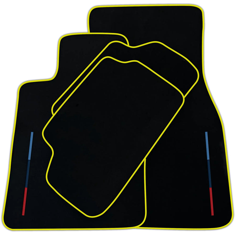 Black Floor Mats For BMW M5 G90 (2023-2026) Sedan With 3 Color Stripes Tailored Set Perfect Fit | Various Trim Colors