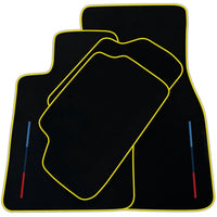 Black Floor Mats For BMW F74 Gran Coupe (2025-2026) With 3 Color Stripes Tailored Set Perfect Fit | Various Trim Colors