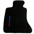 Black Floor Mats For BMW 7 Series F02 Long With Color Stripes Tailored Set Perfect Fit - AutoWin