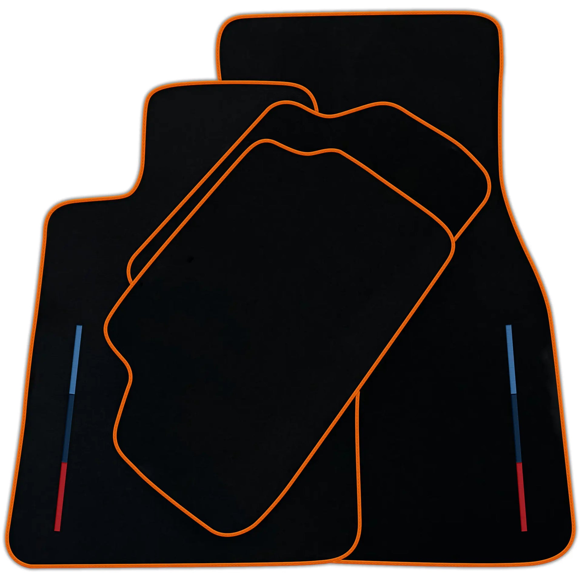 Black Floor Mats For BMW M5 E34 With 3 Color Stripes Tailored Set Perfect Fit | Various Trim Colors