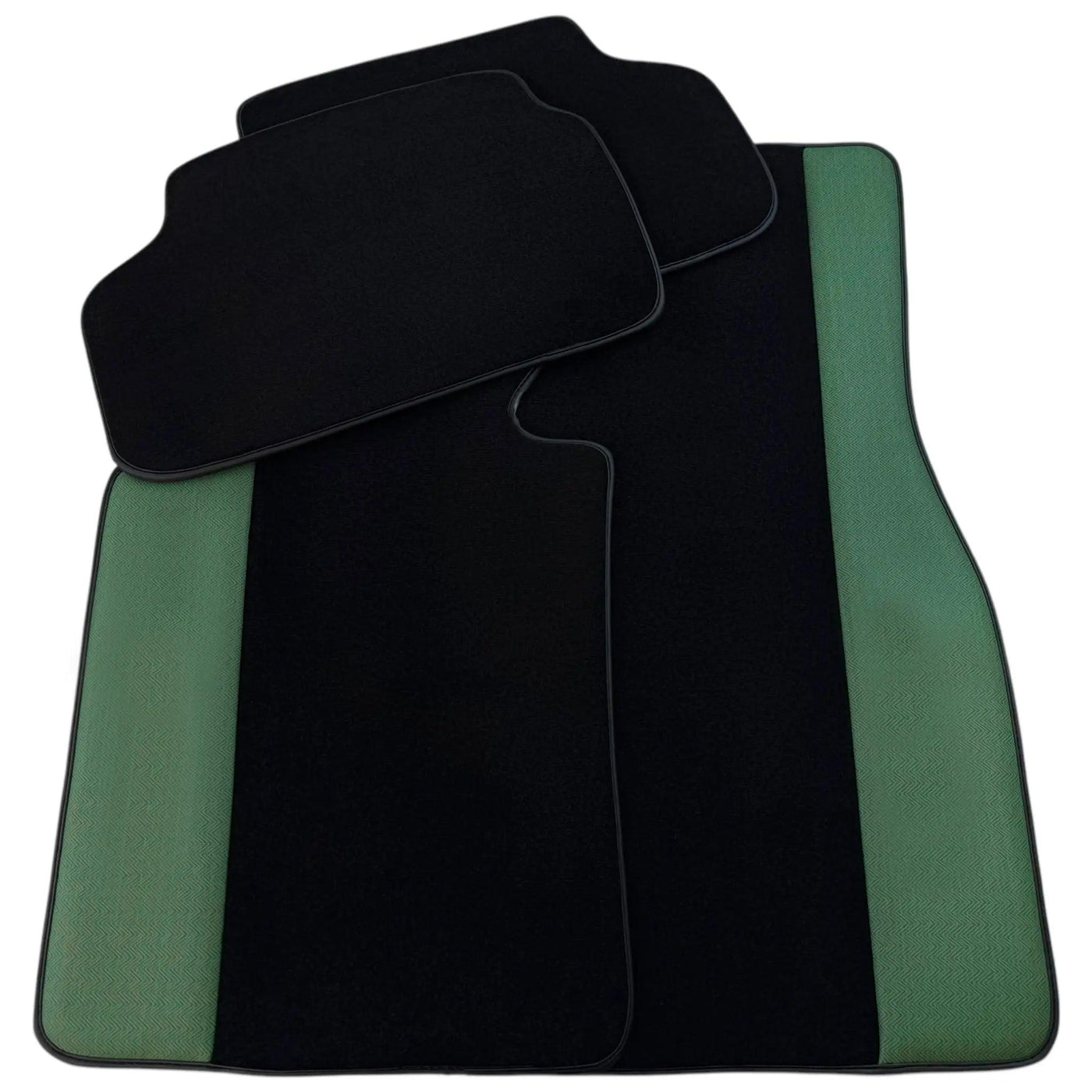 Black Floor Mats for BMW Gran Tourer F46 (2015-2022) 7 Seats | Green Leather Borders