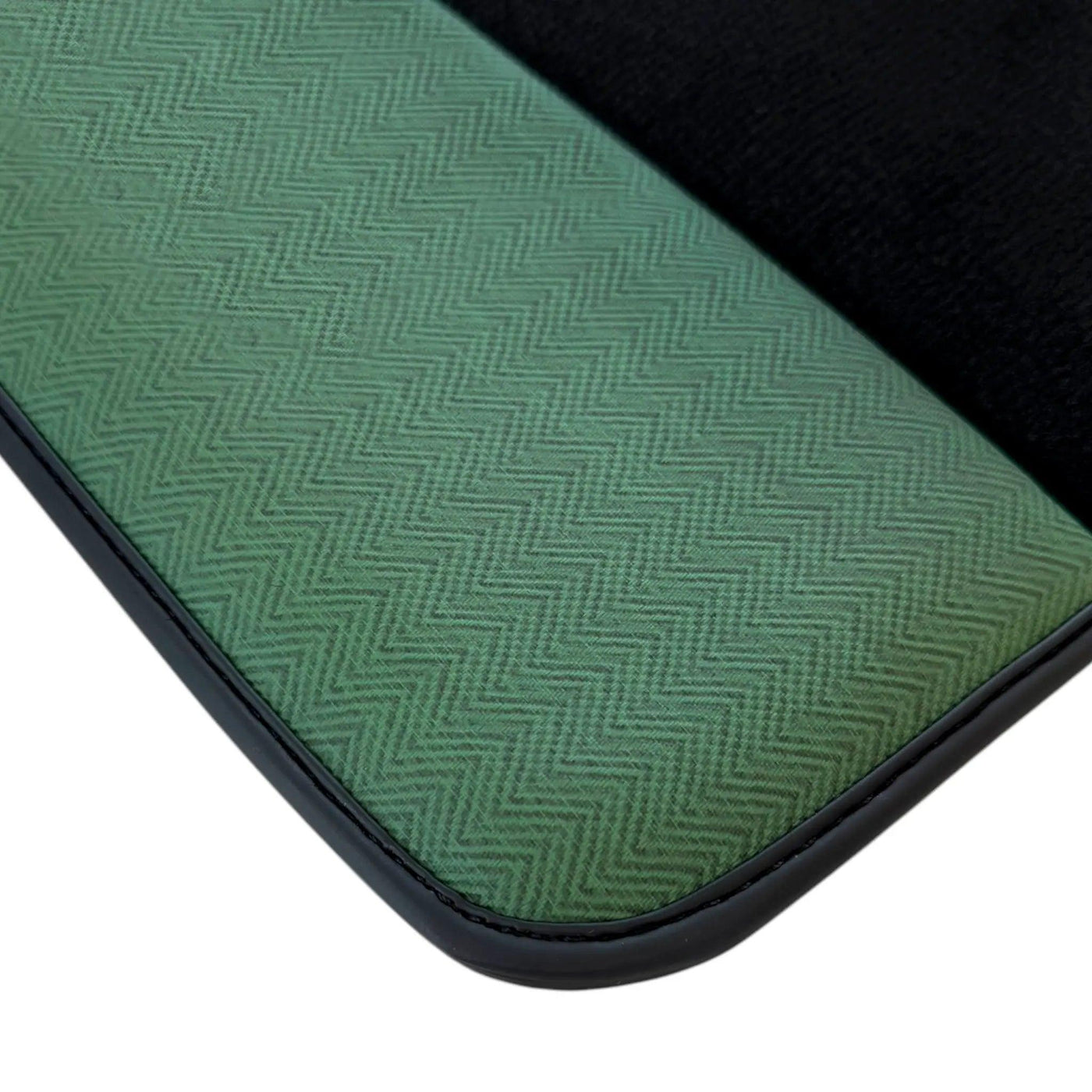 Black Floor Mats for BMW Gran Tourer F46 (2015-2022) 7 Seats | Green Leather Borders