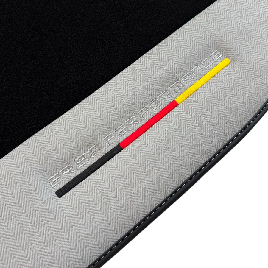 Black Floor Mats for BMW Gran Tourer F46 (2015-2022) 5 Seats with Gray Leather