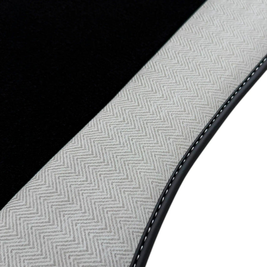 Black Floor Mats for BMW M3 G81 Touring (2022-2026) with Gray Leather Borders