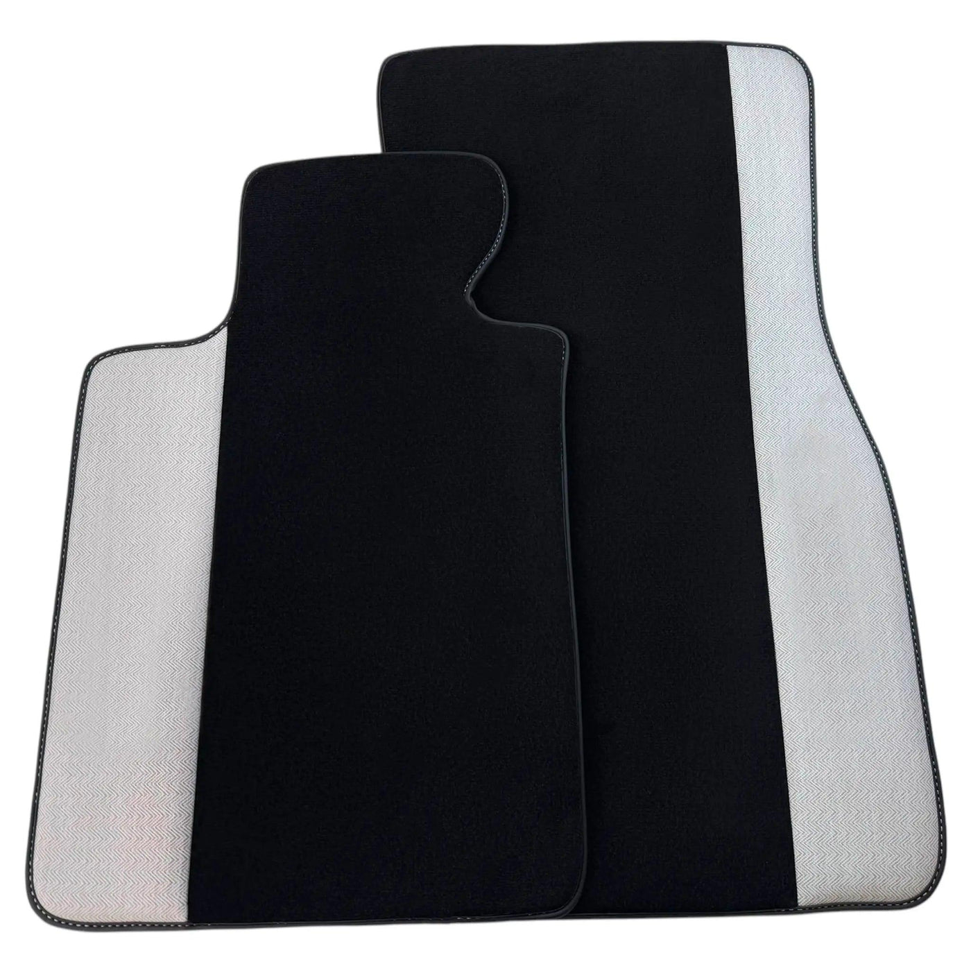 Black Floor Mats for BMW M5 G90 (2023-2026) Sedan with Gray Leather Borders