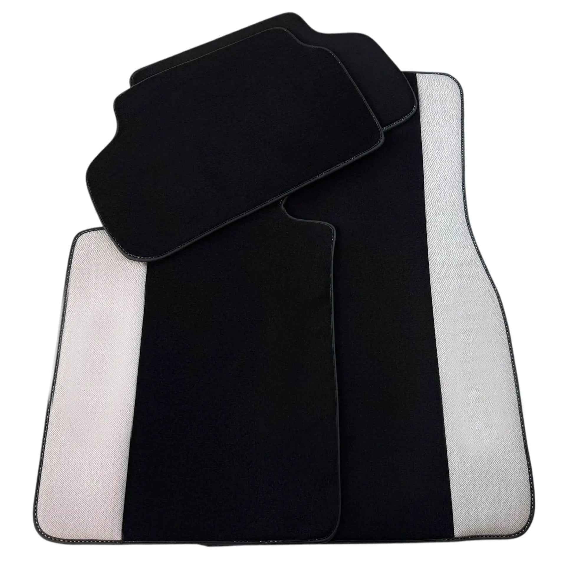 Black Floor Mats for BMW F74 Gran Coupe (2025-2026) with Gray Leather Borders