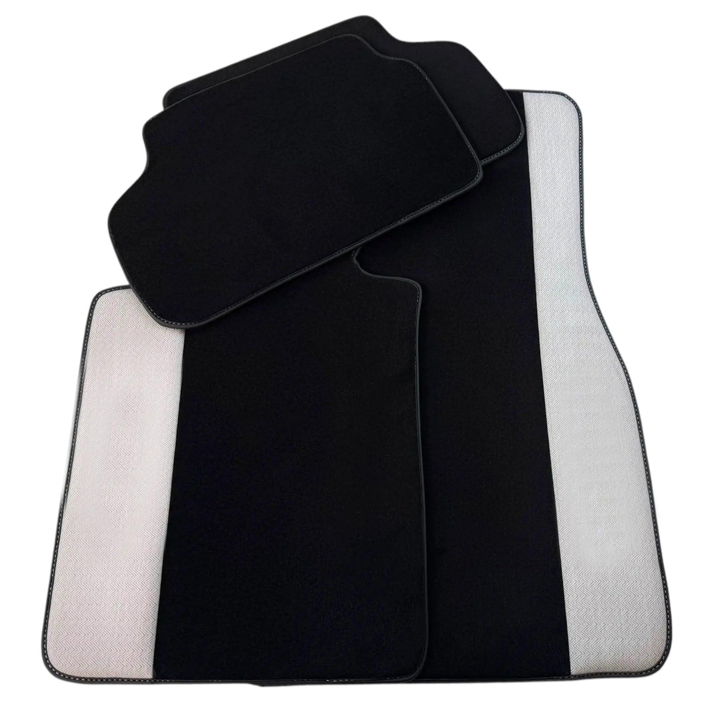 Black Floor Mats for BMW U06 (2022-2026) with Gray Leather Borders