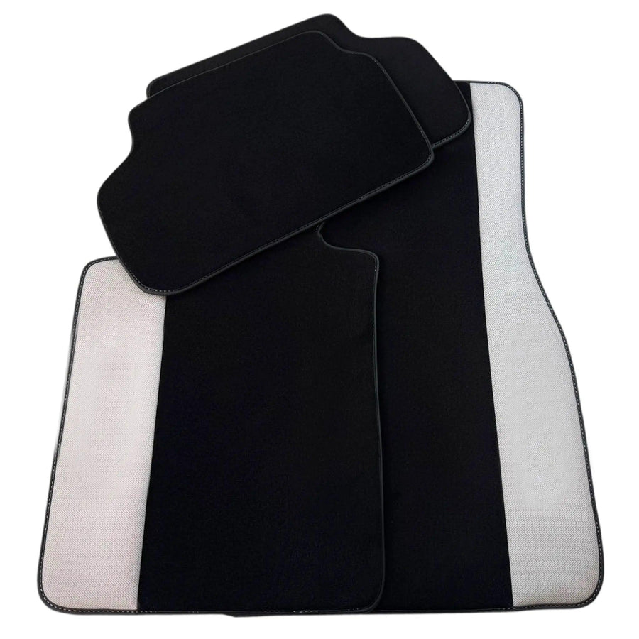 Black Floor Mats for BMW M5 G90 (2023-2026) Sedan with Gray Leather Borders
