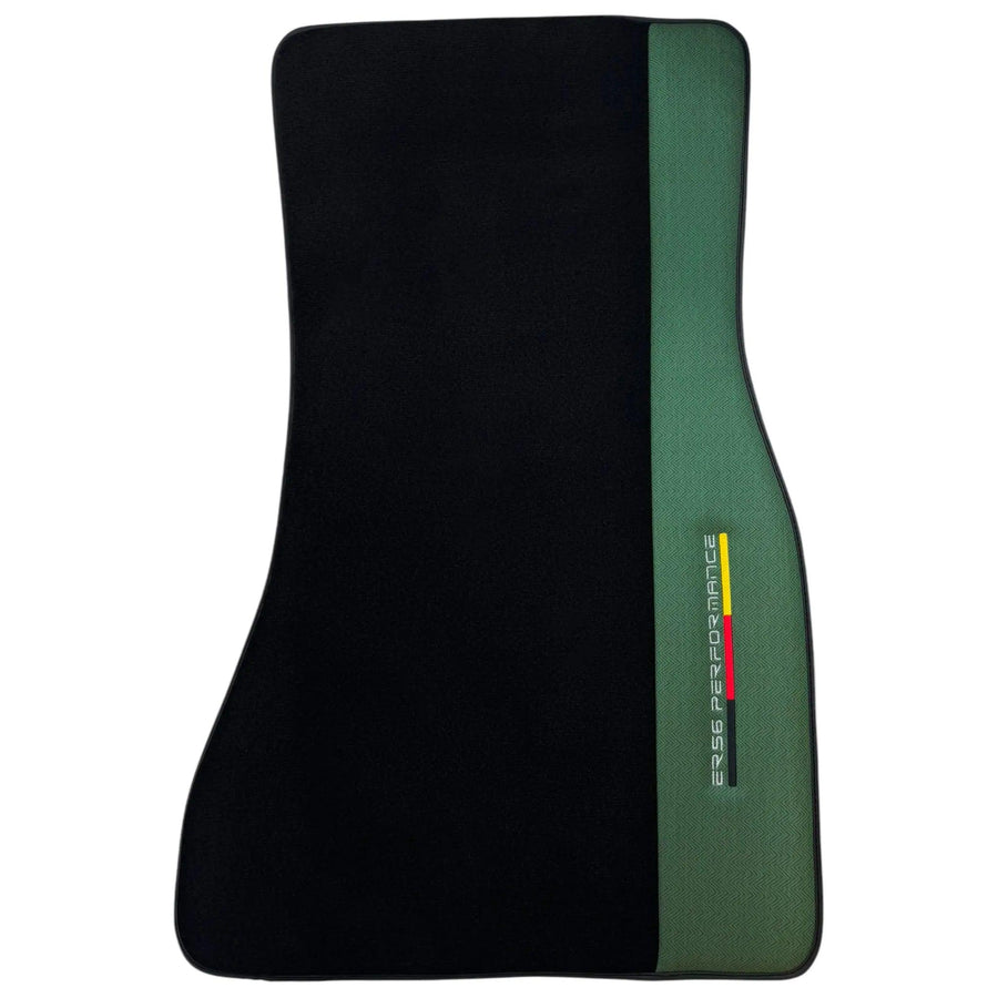 Black Floor Mats for BMW F74 Gran Coupe (2025-2026) with Green Leather ER56 Performance