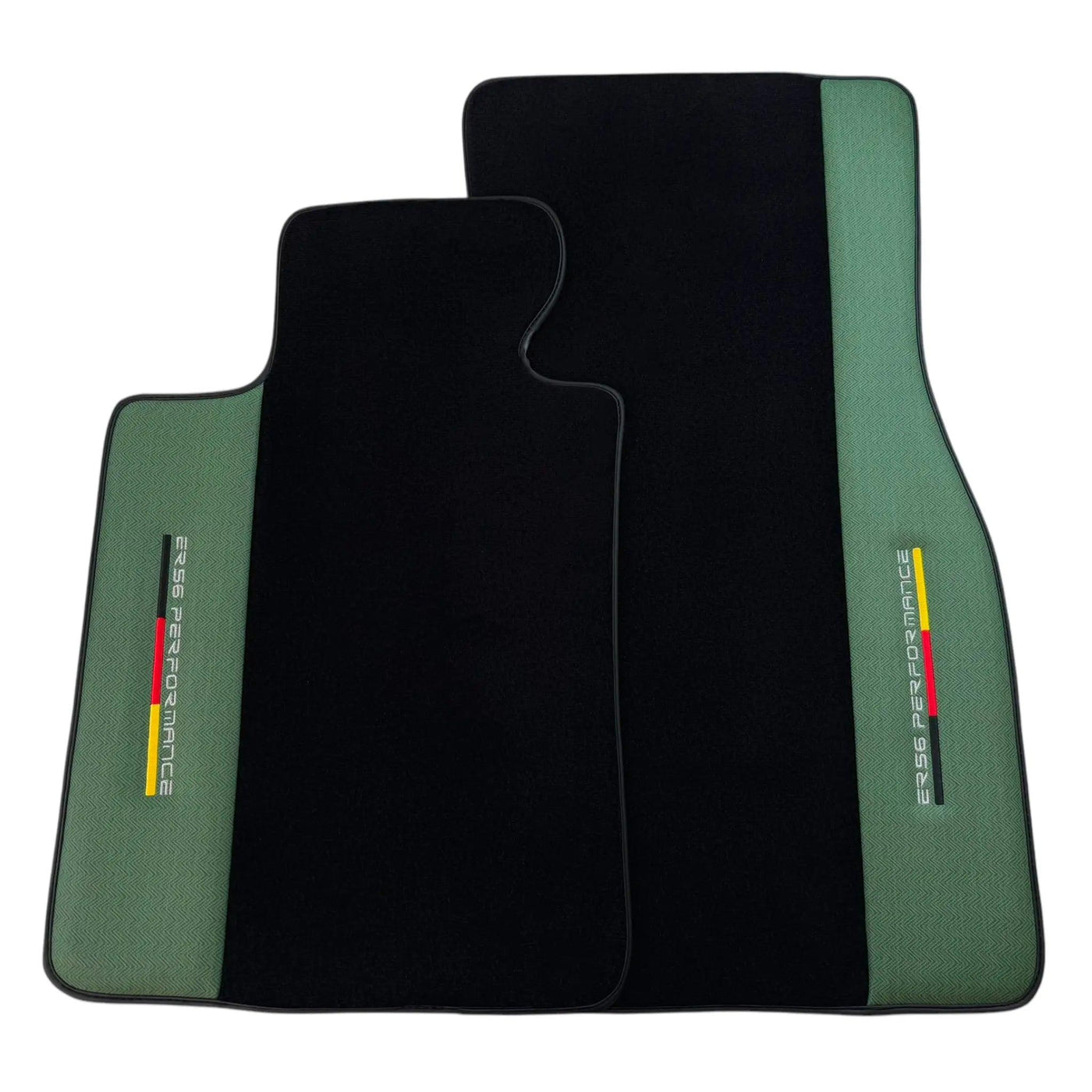 Black Floor Mats for BMW G60 (2023-2026) Sedan with Green Leather ER56 Performance