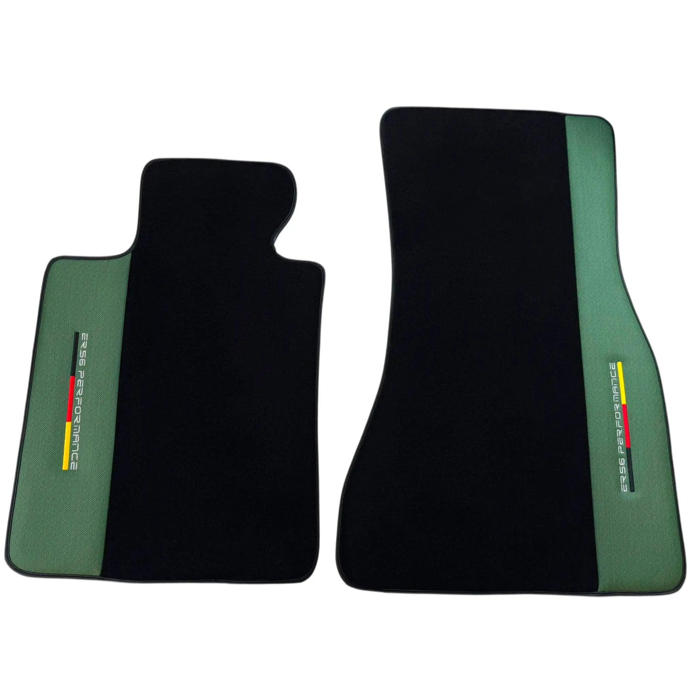 Black Floor Mats for BMW Gran Tourer F46 (2015-2022) 7 Seats with Green Leather ER56 Performance