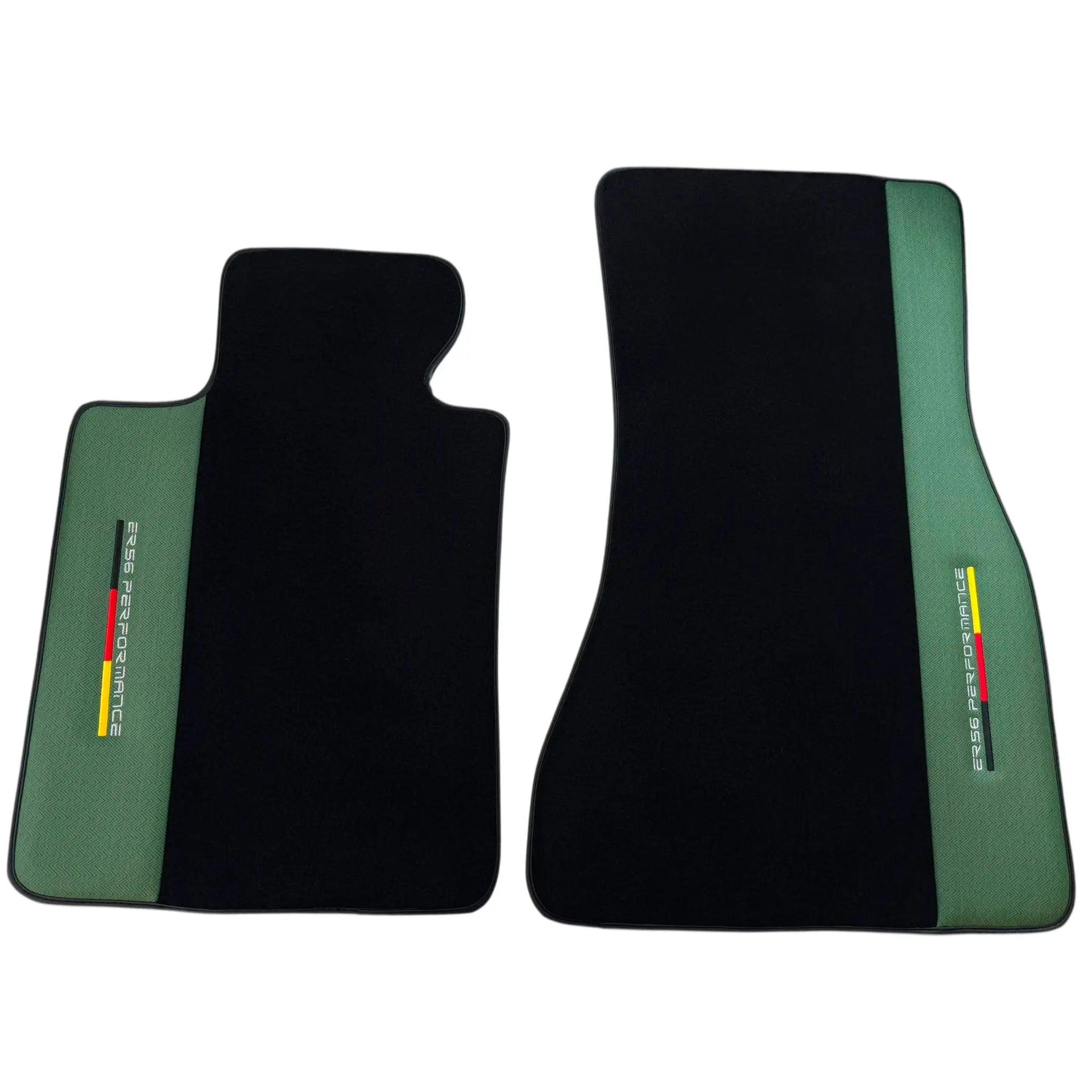 Black Floor Mats for BMW F74 Gran Coupe (2025-2026) with Green Leather ER56 Performance