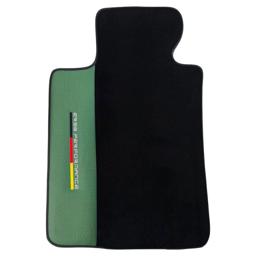 Black Floor Mats for BMW Gran Tourer F46 (2015-2022) 7 Seats with Green Leather ER56 Performance