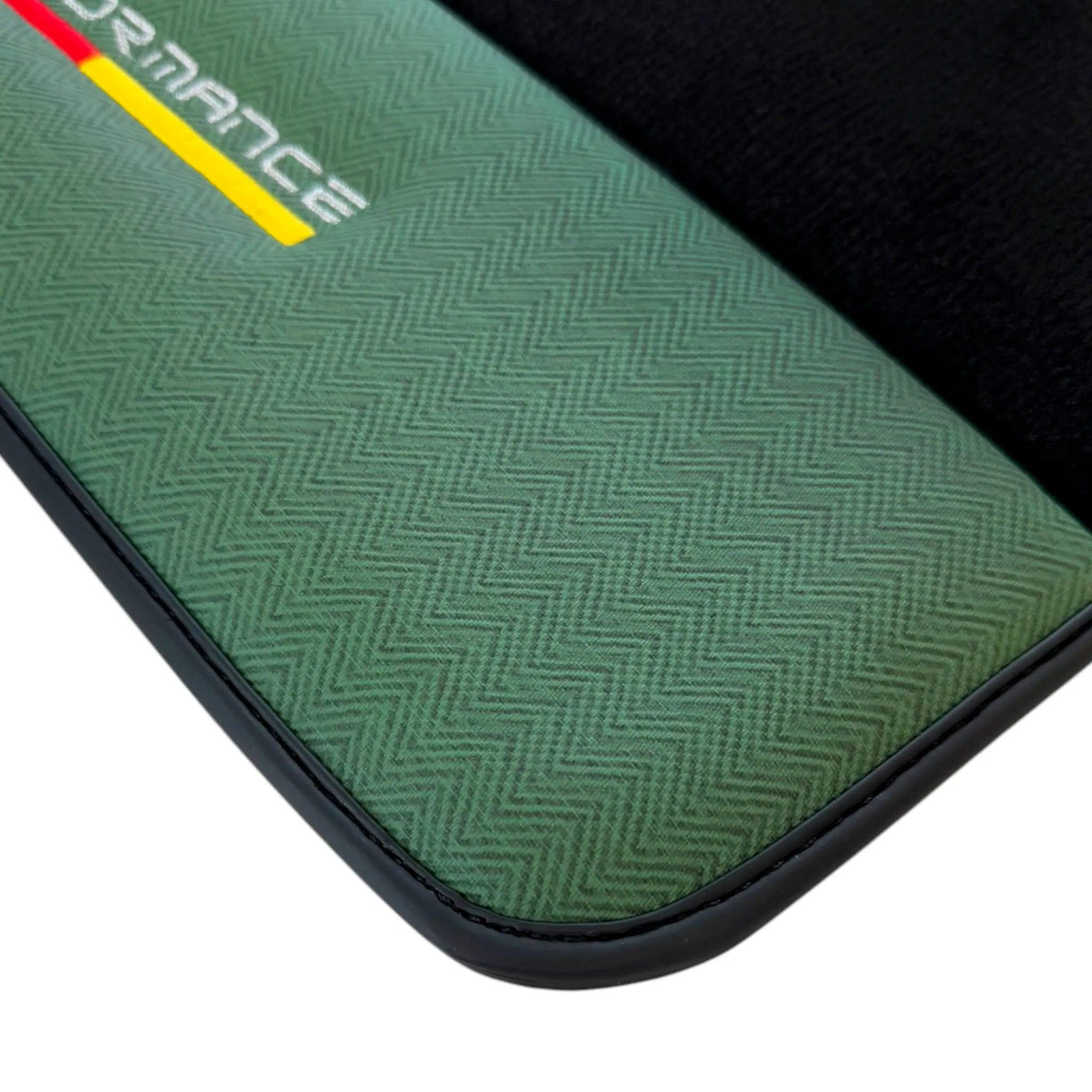 Black Floor Mats for BMW G61 (2023-2026) Touring with Green Leather ER56 Performance
