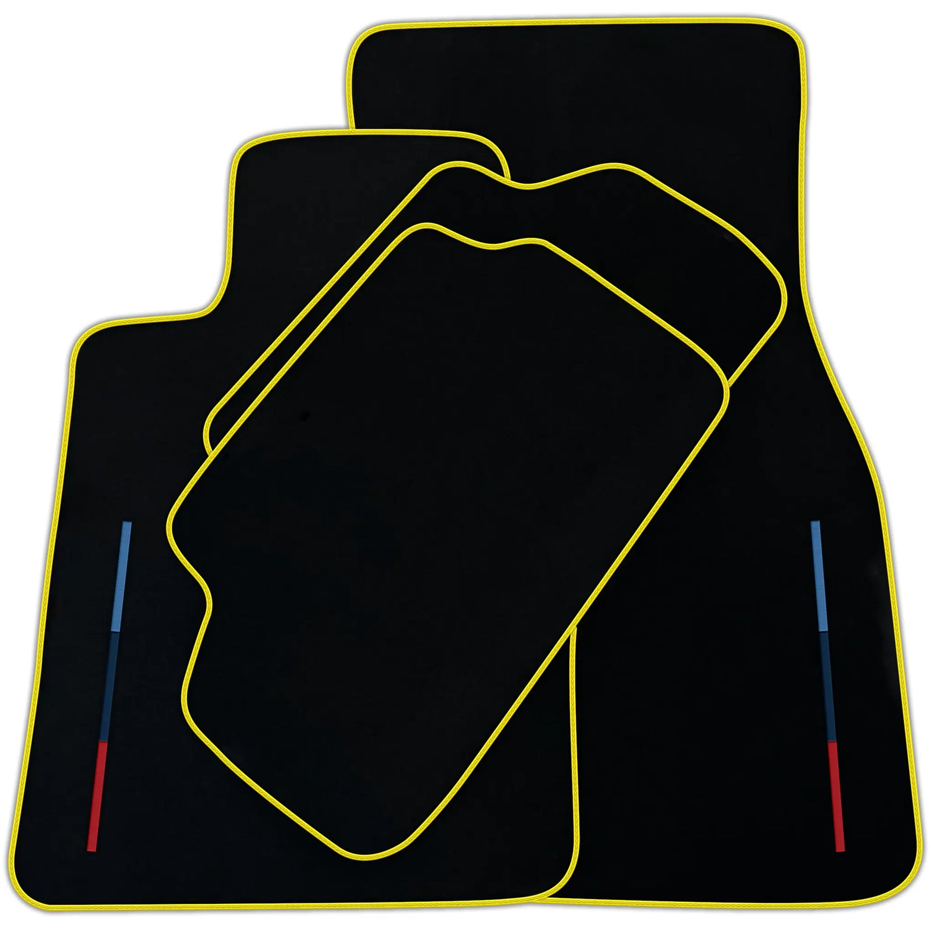 Black Floor Mats for BMW i5 (2024-2026) with 3 Color Stripes Tailored Set Perfect Fit | Various Trim Color