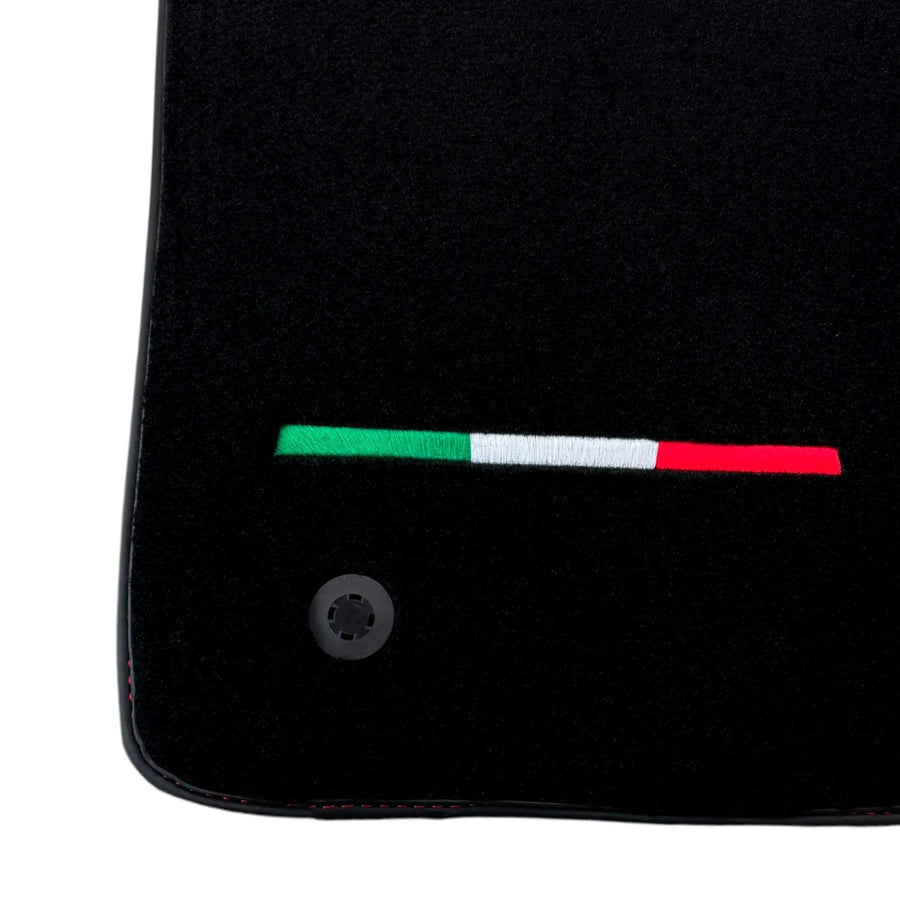 Black Floor Mats for Ferrari 296 GTB with Red Alcantara Borders | Italian Edition - AutoWin