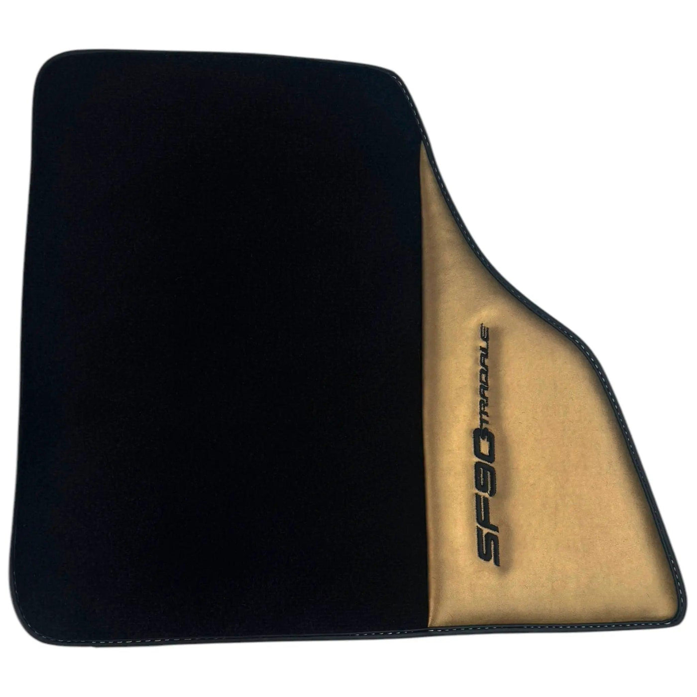 Black Floor Mats for Ferrari SF90 Stradale (2019-2024) with Gold Leather