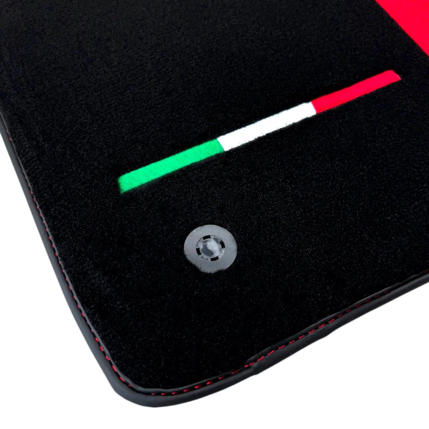 Black Floor Mats for Ferrari SF90 Stradale with Red Alcantara Borders | Italian Edition - AutoWin