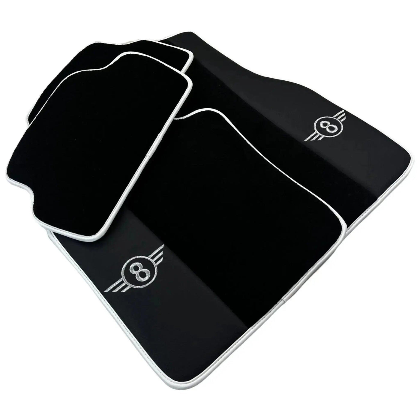 Black Floor Mats for Mini Cabrio R56 Convertible (2009-2016) with Leather | White Trim - AutoWin