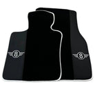Black Floor Mats for Mini Cabrio R56 Convertible (2009-2016) with Leather | White Trim - AutoWin