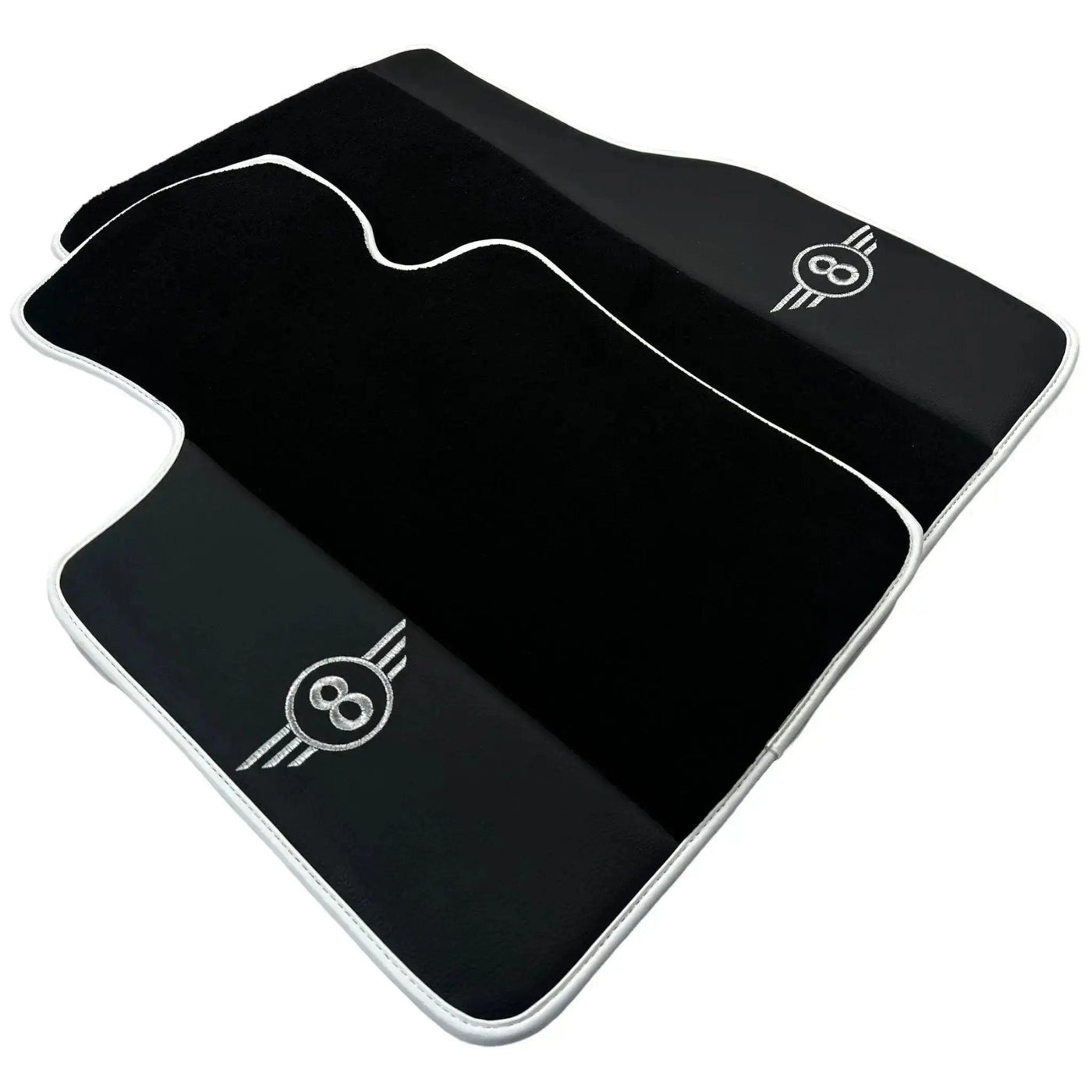 Black Floor Mats for Mini Cabrio R56 Convertible (2009-2016) with Leather | White Trim - AutoWin