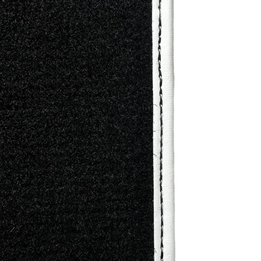 Black Floor Mats for Mini Cabrio R56 Convertible (2009-2016) with Leather | White Trim - AutoWin