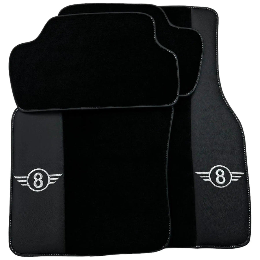 Black Floor Mats for Mini Cabrio R57 Convertible (2009-2016) with Leather - AutoWin
