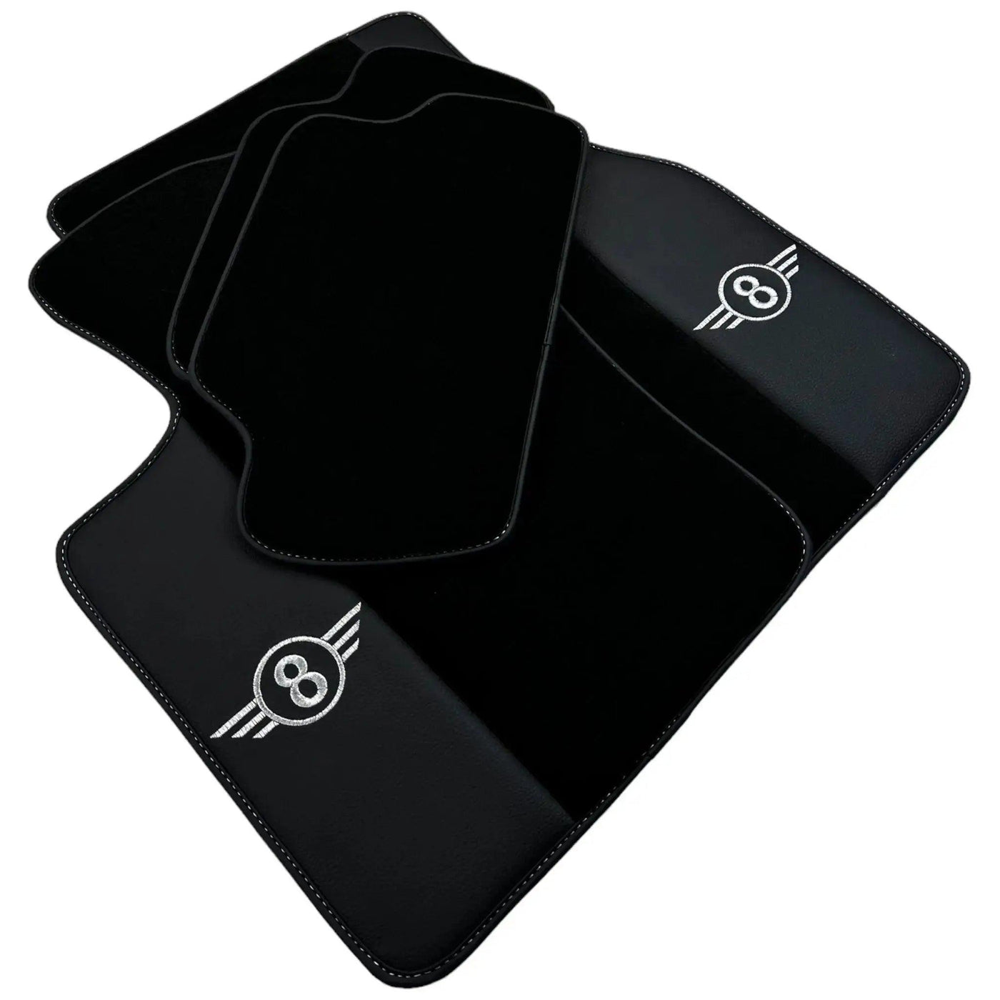 Black Floor Mats for Mini Cabrio R57 Convertible (2009-2016) with Leather - AutoWin