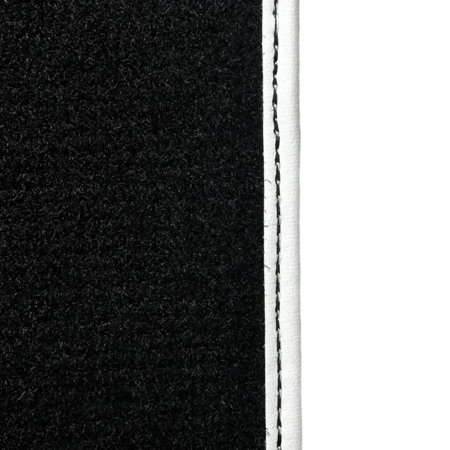 Black Floor Mats for Mini Clubman F54 (2019-2023) with Leather | White Trim - AutoWin