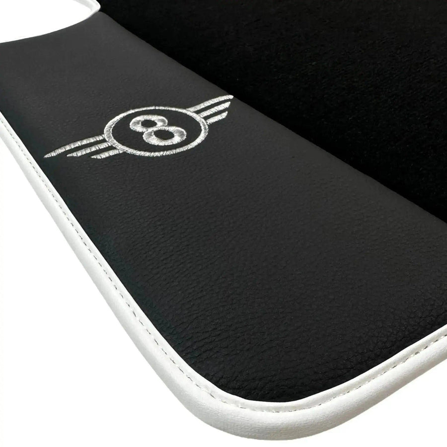 Black Floor Mats for Mini Clubman F54 (2019-2023) with Leather | White Trim - AutoWin