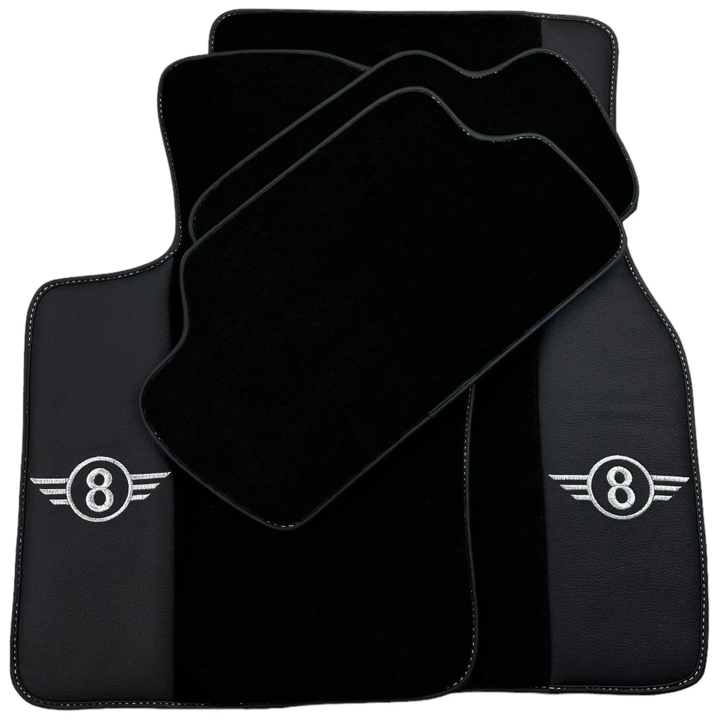 Black Floor Mats for Mini Countryman F60 Hybrid (2020-2023) with Leather - AutoWin