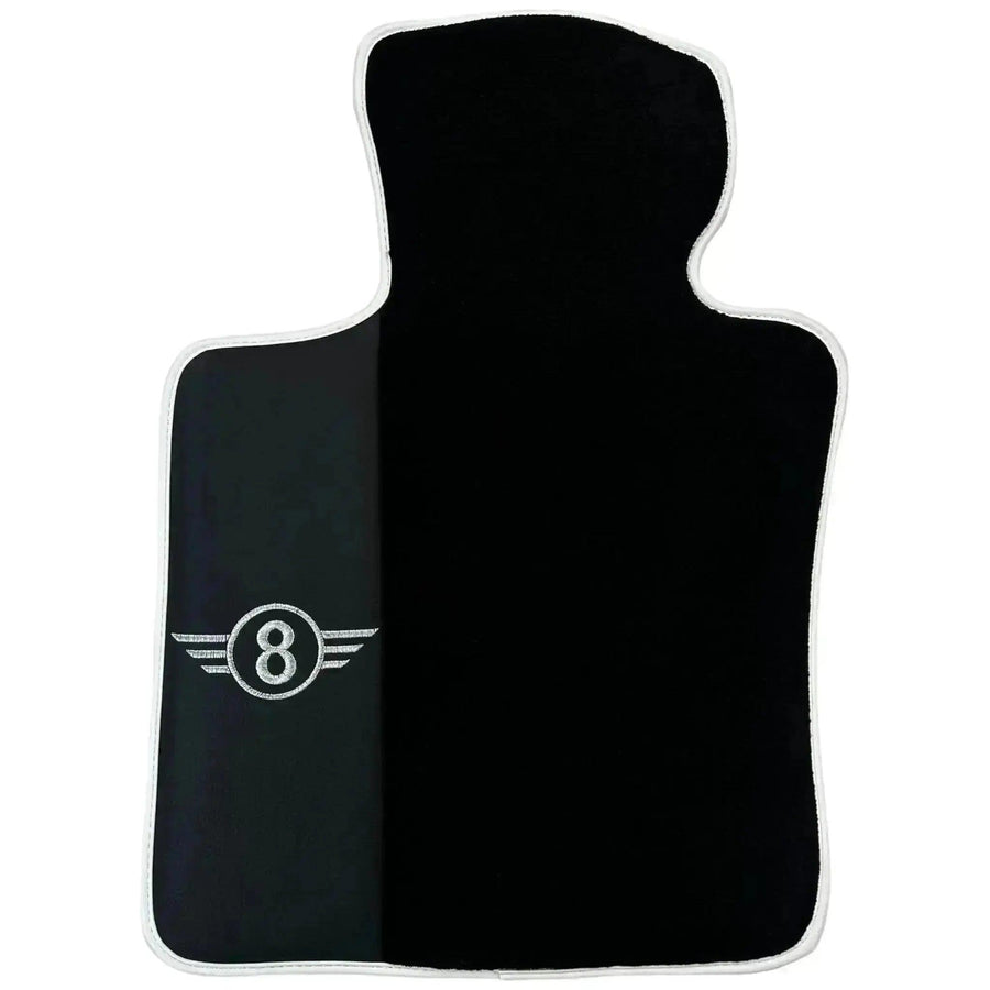 Black Floor Mats for Mini Countryman F60 Hybrid (2020-2023) with Leather | White Trim - AutoWin