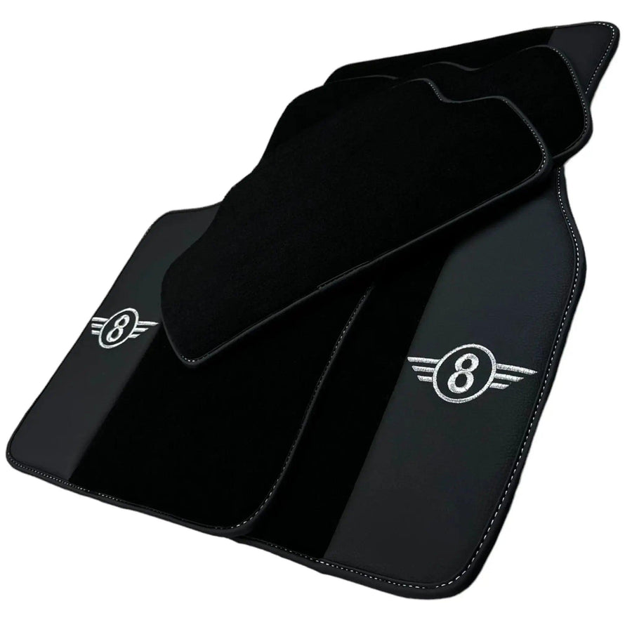 Black Floor Mats for Mini Countryman F60 (2017-2023) with Leather - AutoWin
