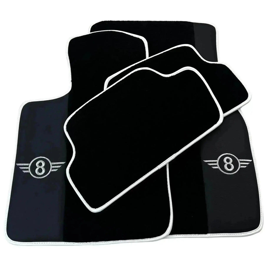 Black Floor Mats for Mini Countryman F60 (2017-2023) with Leather | White Trim - AutoWin