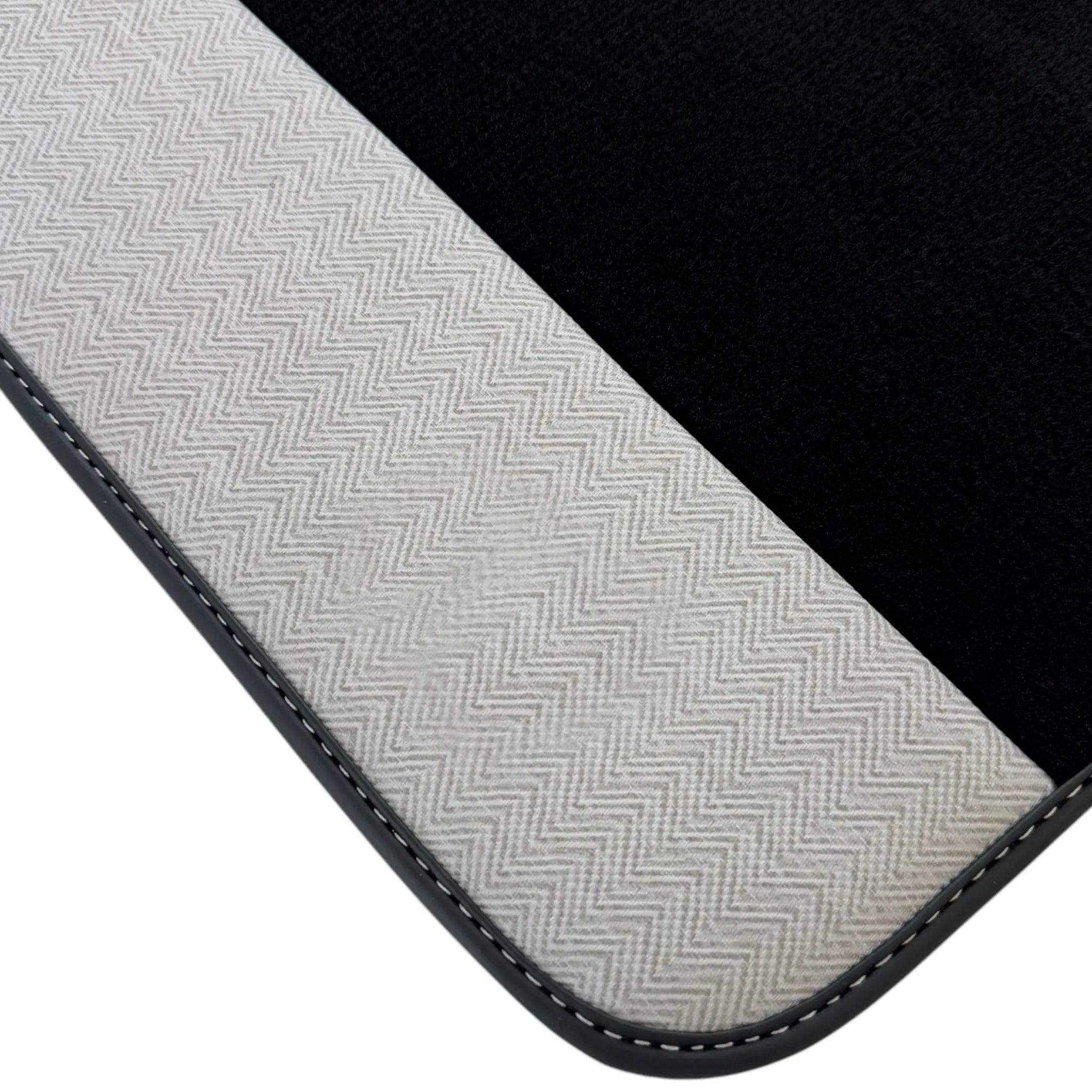 Black Floor Mats for Rolls Royce Ghost Series II 2021-2024 with Gray Leather Borders