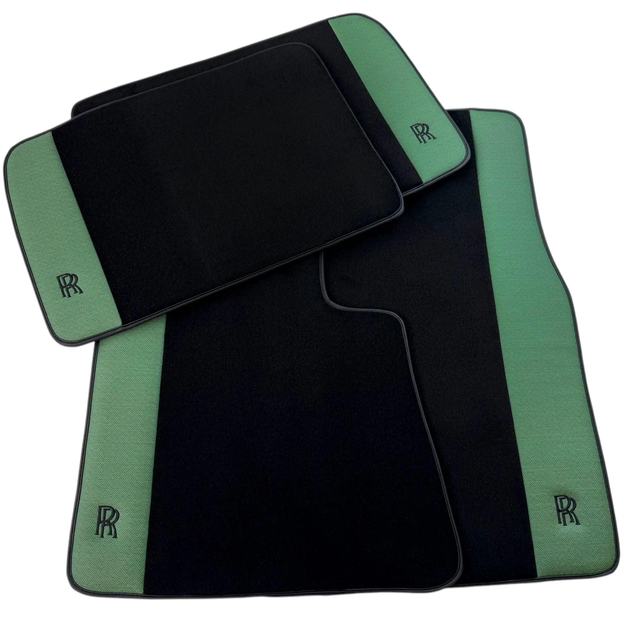 Black Floor Mats for Rolls Royce Phantom Drophead Coupe (2007-2016) with Green Leather