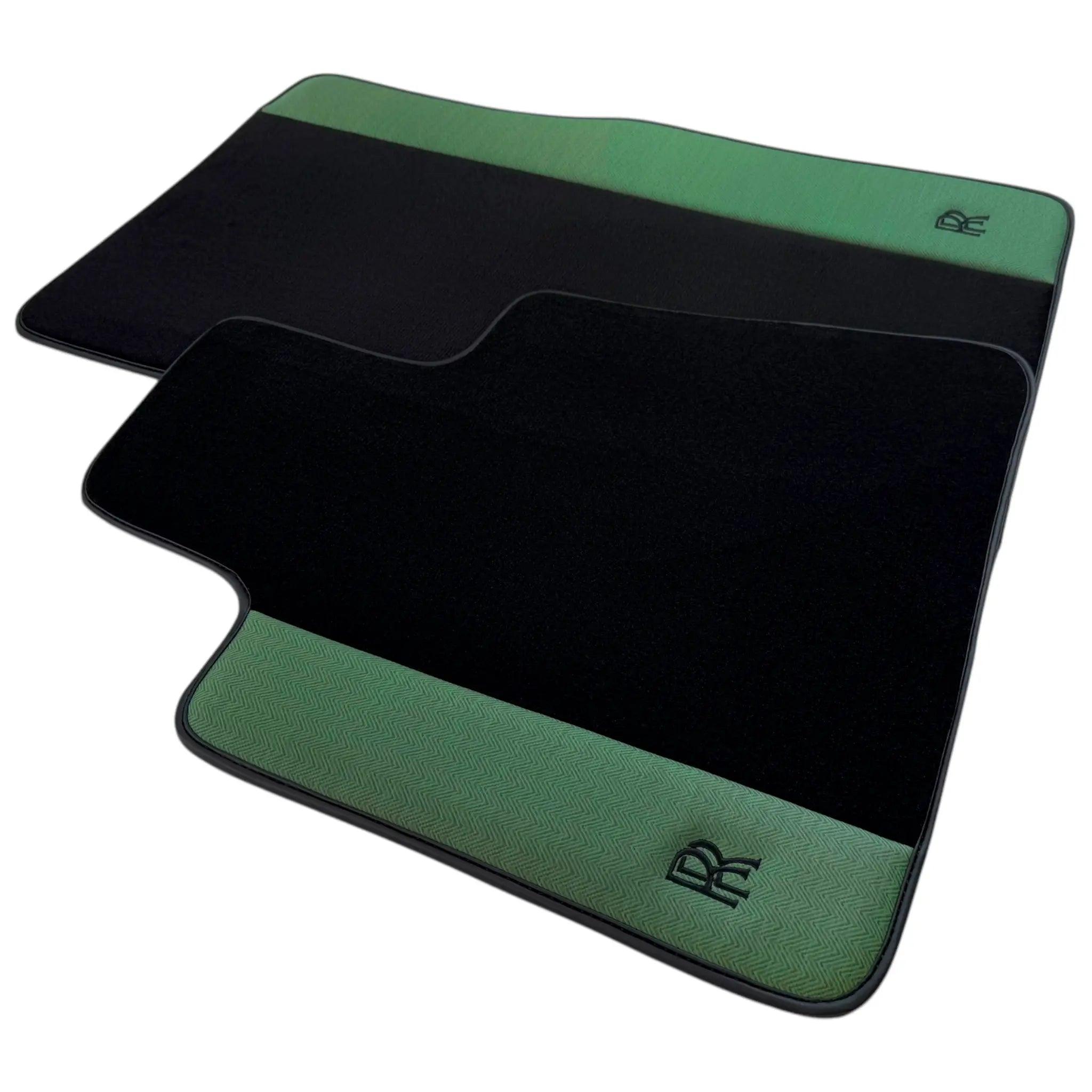 Black Floor Mats for Rolls Royce Phantom Drophead Coupe (2007-2016) with Green Leather