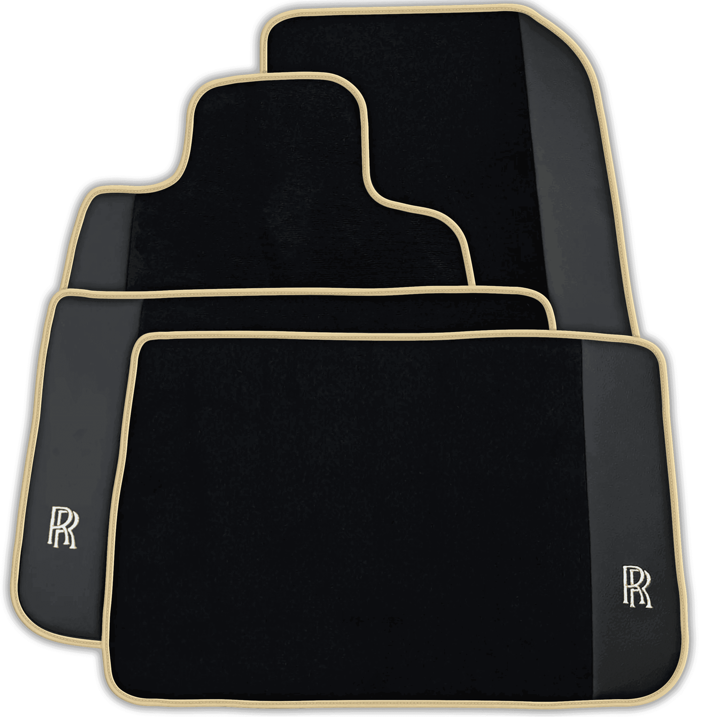 Black Floor Mats for Rolls Royce Spectre (2023-2024) with Leather | Various Trim Colors