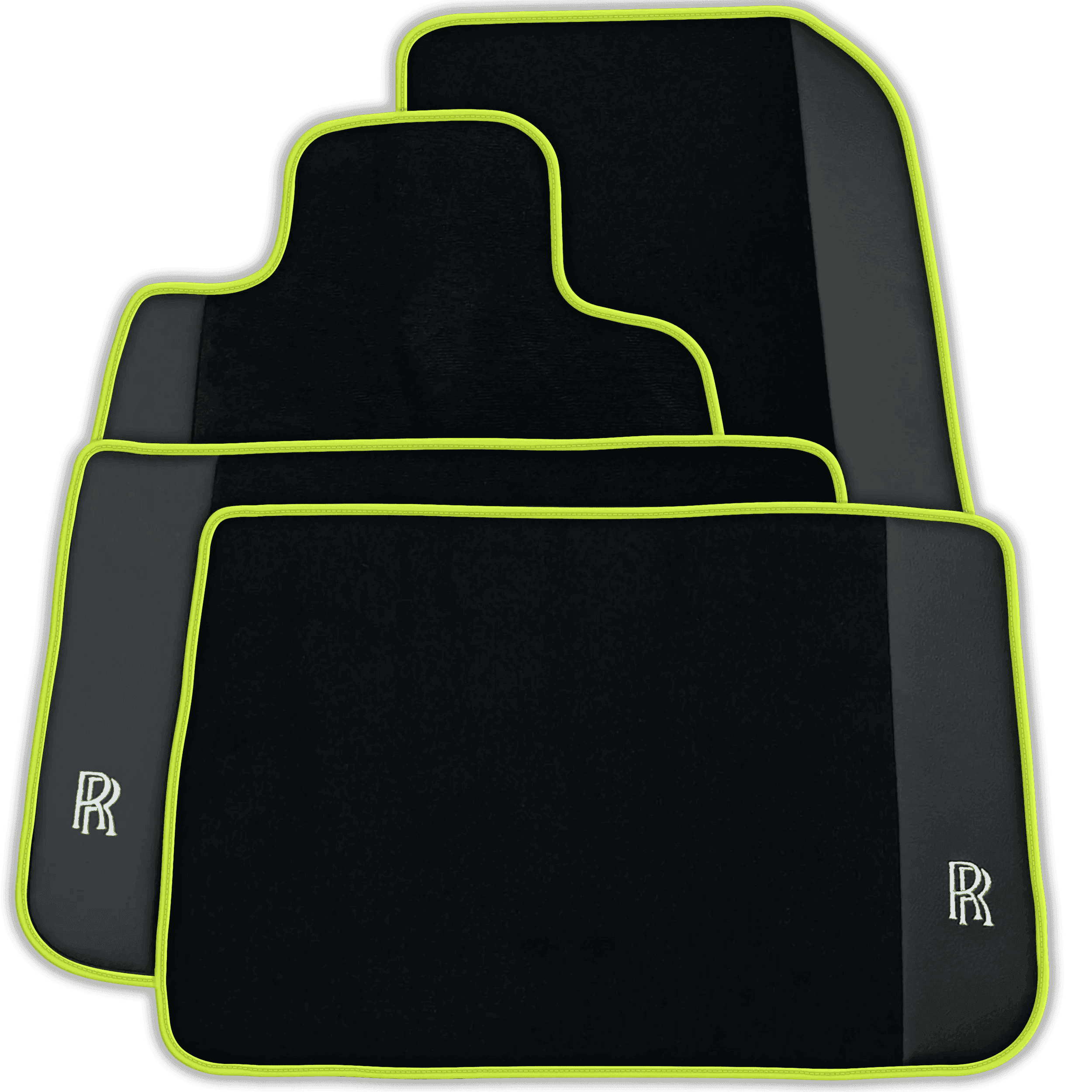 Black Floor Mats for Rolls Royce Spectre (2023-2024) with Leather | Various Trim Colors
