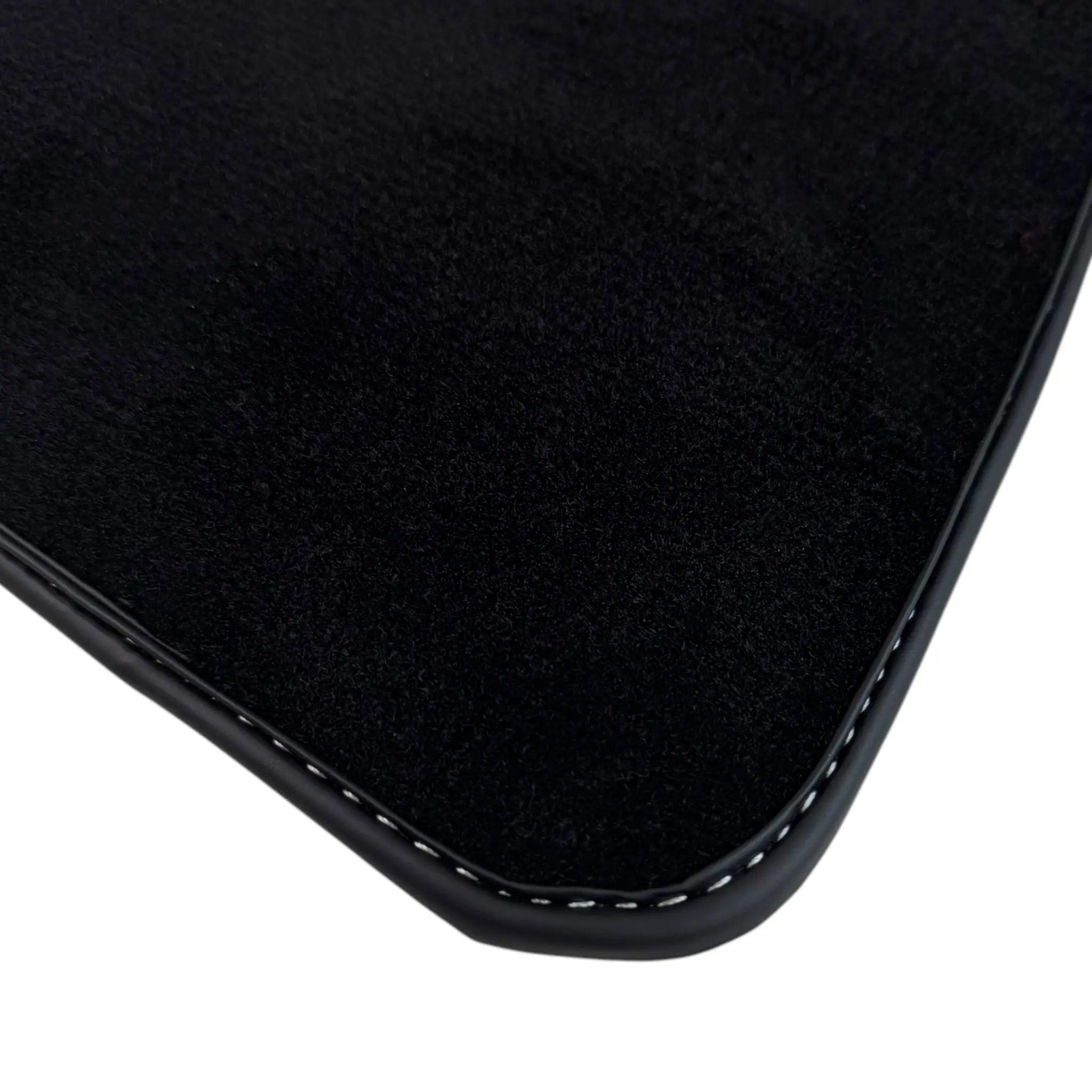 Black Floor Mats for Rolls Royce Spectre (2023-2024) with White Leather | RR Logo