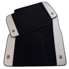 Black Floor Mats for Rolls Royce Wraith (2013–2023) with Gray Leather Borders
