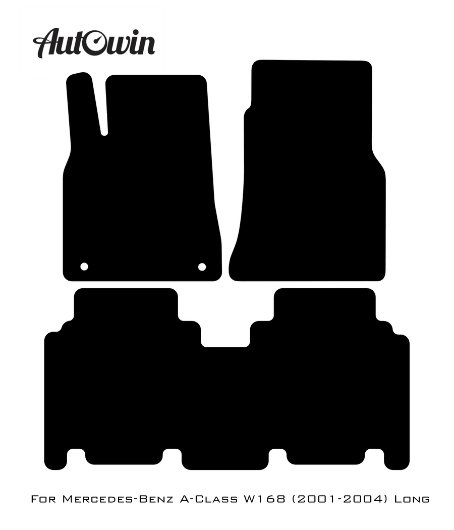 Black Leather Floor Mats For Mercedes Benz A-Class W168 (2001-2004) | ER56 Design - AutoWin
